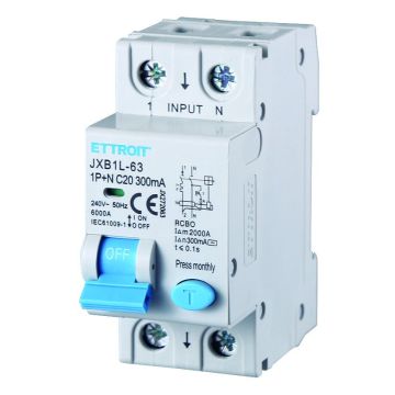ETTROIT Differential-Leistungsschalter 1P+N 20A 300mA 220V 6KA - JX272063