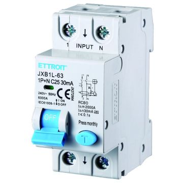 ETTROIT Differenzialer magnetischer Thermoschalter 1P+N 25A 30mA 220V 6KA KLASSE A - JX272564