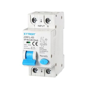ETTROIT Differenzialschutzschalter 1P+N 40A 6kA 30mA 220V belegt 2 DIN-Module Ettroit JX274061