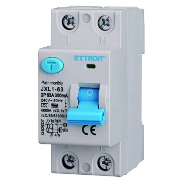 ETTROIT Pure Differenzial-Leistungsschalter 2P 63A 300mA 220V-6KA Kurve F - JX3263613