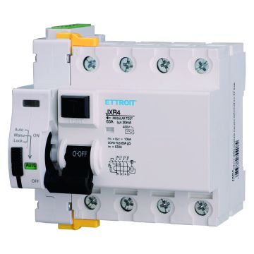 ETTROIT Fehlerstromschutzschalter mit automatischer Rückstellung, 4P, 63 A, 30 mA, 400 V, 10 kA – JXR4