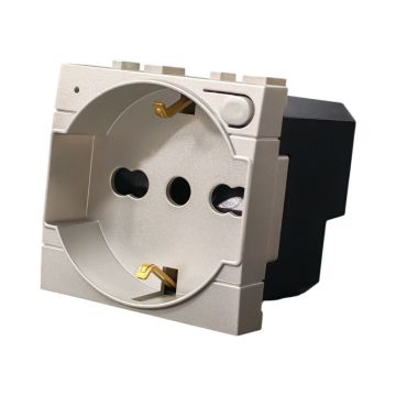 ETTROIT 16A Smart WiFi Schuko-Steckdose mit Verbrauchsüberwachung, kompatibel mit BTicino Living, Hellgrau - TUYA Smart LGWF2102