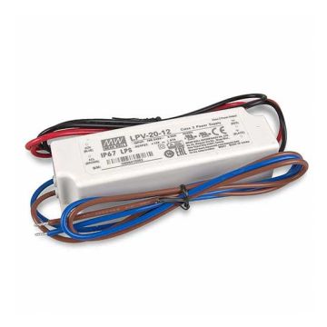 Meanwell LPV-20-12 Schaltnetzteil mit Einzelausgang, 12V 20W 1.67A Wasserdicht, IP67