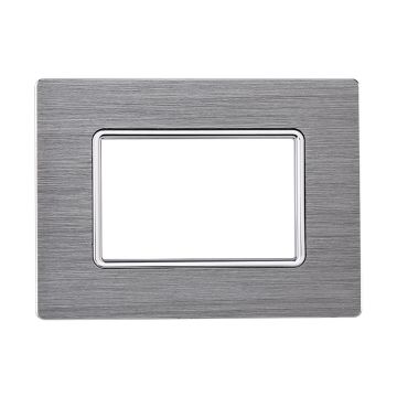 ETTROIT MT86306 Aluminiumplatte Solar Serie 3P, Farbe Silber, kompatibel mit Bticino Matix