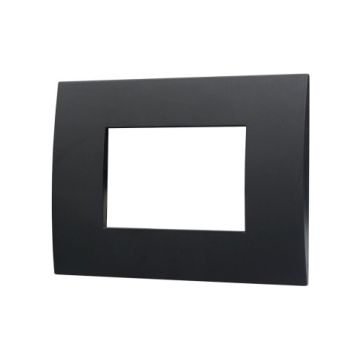 ETTROIT Kunststoffplatte 3P 3 Plätze Serie Venus Farbe Schwarz Kompatibel mit Vimar Arke VA83302