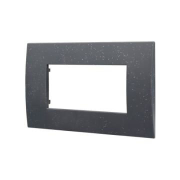 ETTROIT 4p Kunststoffplatte Venus Serie, Farbe Hellschwarz, kompatibel mit Vimar Arke VA83424