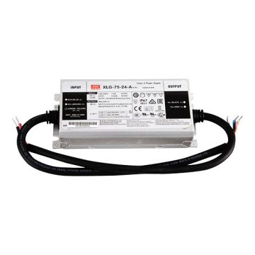 MeanWell XLG-75-24-A AC/DC LED Treiber Transformator 74.4W 24V 3.1A 100-305V Einstellbarer Potentiometer PFC Funktion Wasserdicht IP67