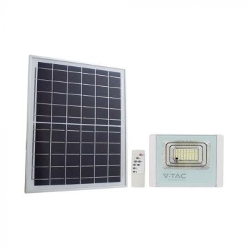 V-TAC 12W LED-Scheinwerfer mit Solarpanel und Fernbedienung, austauschbarer Akku 4000K weiß - 23018