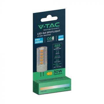 V-TAC PRO LED-Strahlerlampe 3,2 W G4-Anschluss kaltweißes Licht 6400 K Samsung-Chip (SKU 21133, VT-234)