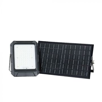 V-TAC VT-102W LED-Fluter, 15 W, Solarpanel mit austauschbarer Batterie, 3 m Kabel, Fernbedienung, schwarze Farbe, 4000 K, IP65 – 23439