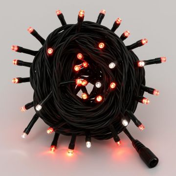 ETTROIT 100 LED-Lichterkette, 10 m, rotes Licht, schwarzes Kabel, IP65, ausziehbar, weißer Blitzeffekt, Weihnachtsgirlande, Geschäfte, Balkon