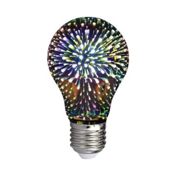 V-TAC VT-2203 3D-Effekt LED-Lampe 3W E27 A60 warmweiß 3000K verchromter Glasfaden - SKU 212704