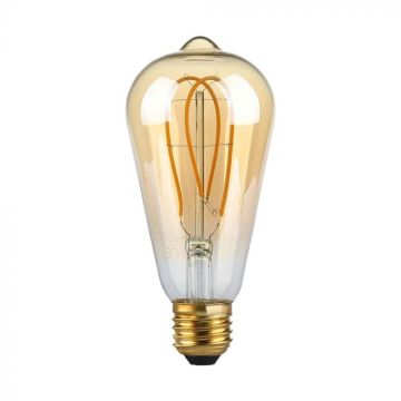 V-TAC VT-2066 LED-Glühbirne 5 W E27 ST64-Filament, Vintage-Effekt, bernsteinfarbenes Licht, 1800 K – 217220