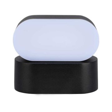V-TAC VT-816 6W verstellbare ovale LED-Wandleuchte 120LM/W schwarze Farbe warmweiß 3000K IP65 - SKU 218288