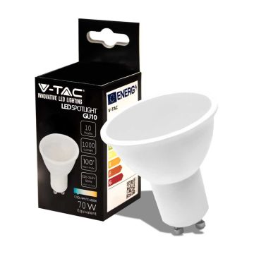 V-TAC PRO VT-271 Samsung LED-Chip-Spotlight-Glühbirne SMD 10W GU10 100° kaltweiß 6500K satiniert – SKU 21880