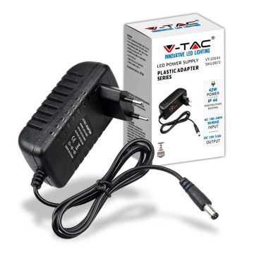 V-TAC VT-23044 Stabilisiertes Schaltnetzteil 42 W 12 V 3,5 A Klinke 2,1 mm Plug&amp;Play aus Kunststoff – SKU 2672