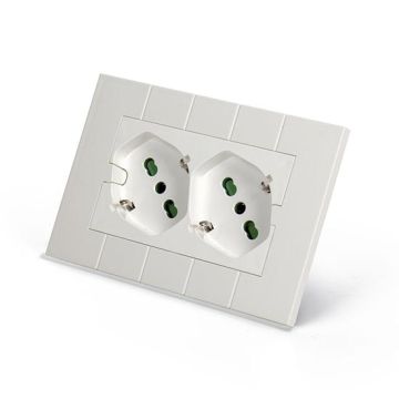 Multinorm Unterputz-Steckdosenleiste Doppelsteckdose italienisch-dual-size/deutsch std. 2P+E 16A vorverdrahtet für 3-Modul-Box Weiß Farbe