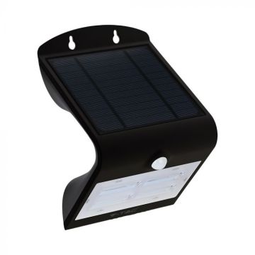 V-TAC VT-768 3W LED Solar Wandleuchte mit PIR Sensor 3000K+4000K Schwarzkörper - SKU 7528