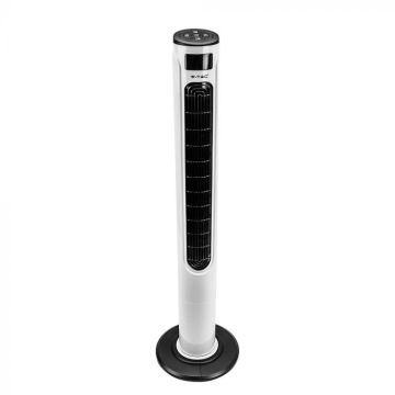V-TAC VT-5547 Turmventilator 55 W 1160 mm mit Temperaturanzeige und ABS-Fernbedienung, weiße Farbe, IP20 – Artikelnummer 7902