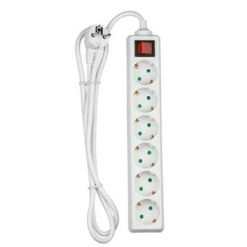 V-TAC VT-1116 Steckdosenleiste 6-fach Schuko 16A EU standard 3680W 1,5m Kabel ein/aus-schalter - sku 8769