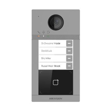 Hikvision DS-KV8413-WME1(B) WiFi/IP-Video-Gegensprechanlagen 4 Klingeltaste mit 2mpx Kameras und Proximity Reader Mifare IP65 standard PoE/12V DC IP65 IK08