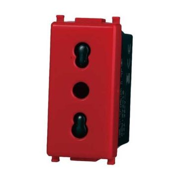 Steckdose, italienisch kompatibel, Vimar Plana 2P+T 10/16A 250V, rote Farbe, Ettroit EV2016