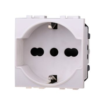 ETTROIT 2P+E 16A Schuko-Steckdose kompatibel mit der Livinglight Biticino-Serie, weiße Farbe