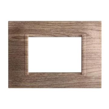 Kompatible Abdeckrahmen Bticino Livinglight 3 module quadratischer Kunststoff dunkles Holz Farbe