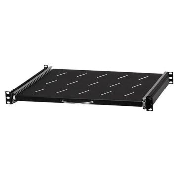 Ausziehbares Regal 1U 350mm für Rack-Schrank 19" Schwarz RAL 9005 Farbe Stahl Ausziehbares Regal 1U 350mm für Rack-Schrank 19" Schwarz RAL 9005 Farbe Stahl