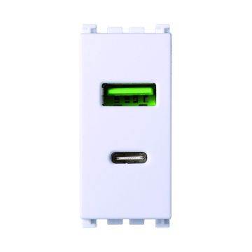 ETTROIT USB-Buchse 2 Ports 3,1 A USB-A + USB Typ C Kompatibel mit Vimar Arkè Farbe Weiß – VA3002B