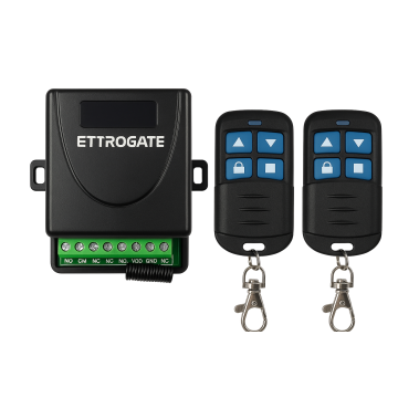 ETTROGATE Universal 2-Kanal Funk-Kit für Torautomatik / Lichter / Bewässerung / Vorhänge mit 2 Fernbedienungen 433 MHz IP20 ET6001