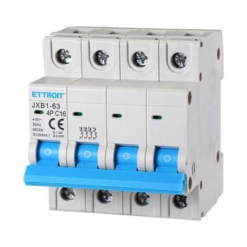 ETTROIT Leistungsschalter 4P 16A C16 380V 6Ka 4 Module DIN JX141660