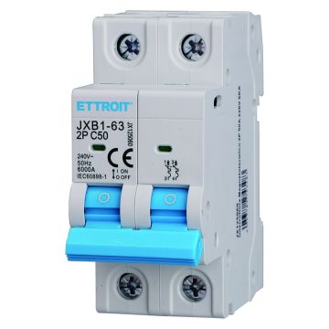 ETTROIT Leistungsschalter 2P C50 50A 6kA IEC60898-1 JX125060