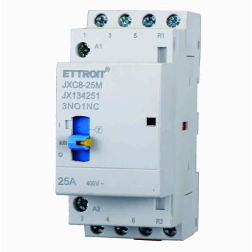 ETTROIT JX134251 Haushaltsschütz 3NO/1NC 4P 25A 220V 50Hz AC DIN mit manuellem Steuerschalter