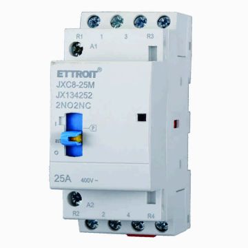 ETTROIT JX134252 Haushaltsschütz 2NO/2NC 4P 25A 220V 50Hz AC DIN mit manuellem Steuerschalter