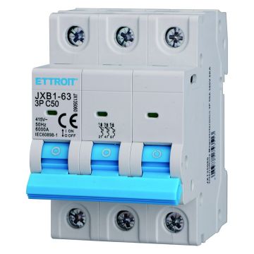 ETTROIT 3-poliger Leistungsschalter 3P C50 50A 6kA IEC60898-1 JX135060