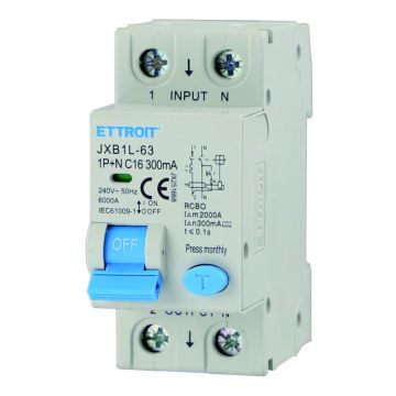 ETTROIT JX251668 Differentialschutzschalter 1P+N 16A 300mA 220V-6KA KLASSE A