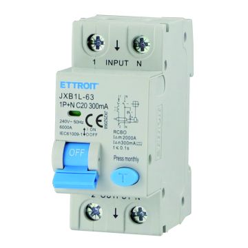 ETTROIT JX252068 Differentialschutzschalter 1P+N 20A 300mA 220V-6KA KLASSE A
