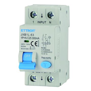 ETTROIT JX252568 Differentialschutzschalter 1P+N 25A 300mA 220V-6KA KLASSE A