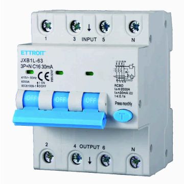 Differenzialer magnetischer Thermoschalter 3P+N 16A 30mA 380V-6KA KLASSE A - ETTROIT JX261664
