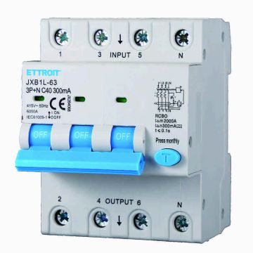 ETTROIT JX264068 Differentialschutzschalter 3P+N 40A 300mA 380V-6KA KLASSE A