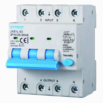 ETTROIT JX265068 Differenzialschutzschalter 3P+N 50A 300mA 380V-6KA KLASSE A