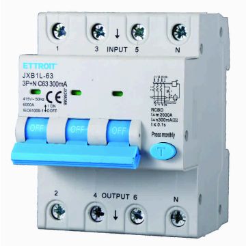 ETTROIT JX266368 Differenzialer magnetischer Thermoschalter 3P+N 63A 300mA 380V-6KA KLASSE A
