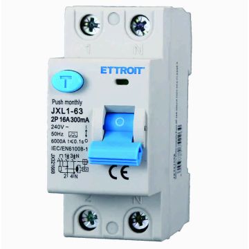 ETTROIT JX321668 Reiner Fehlerstromschutzschalter 2P 16A 300mA 220V 6KA KLASSE A