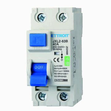 ETTROIT JX324069 Reiner Differential-Leistungsschalter 2P 40A 30mA CURVE B 6KA AC/DC 220V