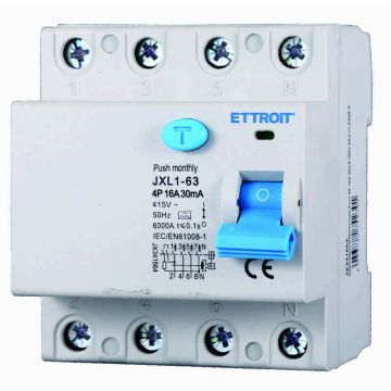 ETTROIT JX341664 Reiner Differentialschalter 4P 16A 30mA 380V-6KA KLASSE A