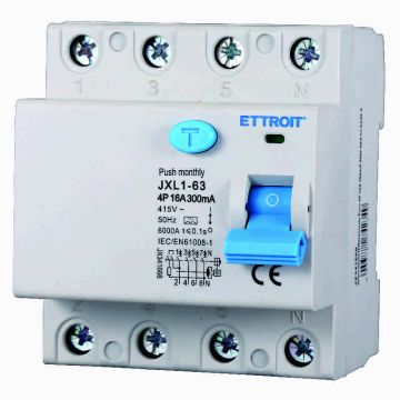 ETTROIT JX341668 Reiner Fehlerstromschutzschalter 4P 16A 300mA 380V-6KA KLASSE A