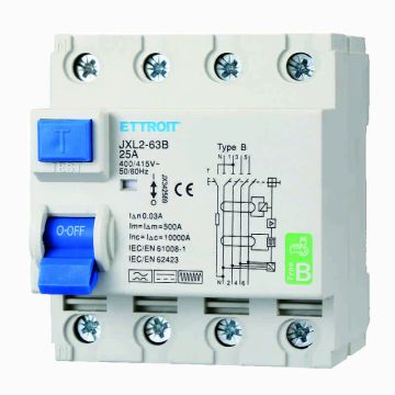 ETTROIT JX342569 Reiner Differential-Leistungsschalter 4P 25A 30mA CURVE B 6KA AC/DC 380V