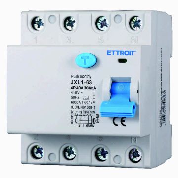ETTROIT JX344068 Reiner Fehlerstromschutzschalter 4P 40A 300mA 380V-6KA KLASSE A
