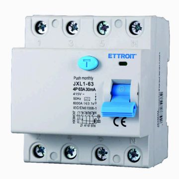 ETTROIT JX346364 Reiner Fehlerstromschutzschalter 4P 63A 30mA 380V-6KA KLASSE A